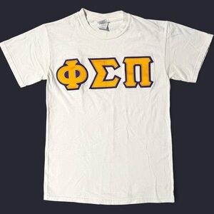PHI SIGMA PI YELLOW EMBROIDERED PATCH SORORITY TEE SMALL